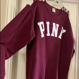 PINK sweatshirt with cutouts on shoulders Lg